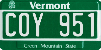 VT license plate COY951