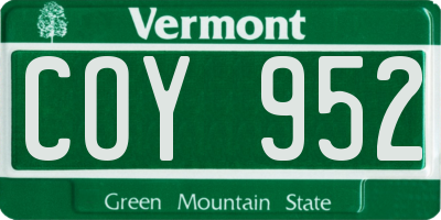 VT license plate COY952
