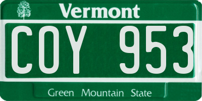 VT license plate COY953