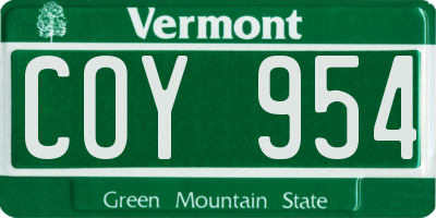VT license plate COY954