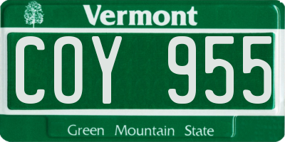 VT license plate COY955