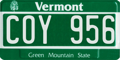 VT license plate COY956