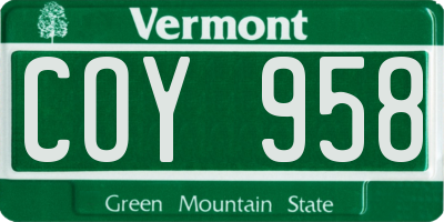 VT license plate COY958