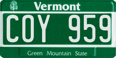 VT license plate COY959