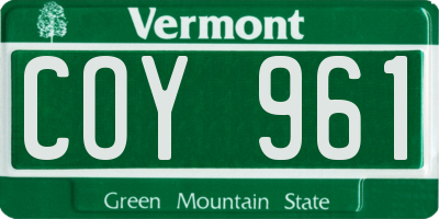 VT license plate COY961