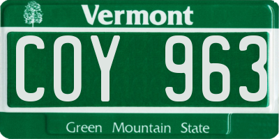 VT license plate COY963