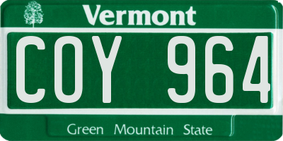 VT license plate COY964