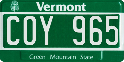 VT license plate COY965