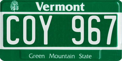 VT license plate COY967