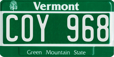 VT license plate COY968