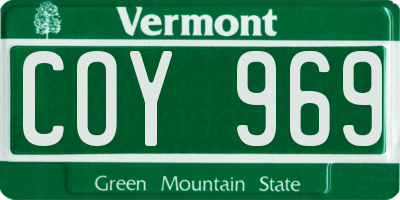 VT license plate COY969