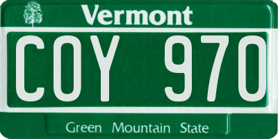 VT license plate COY970