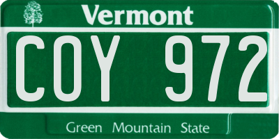 VT license plate COY972