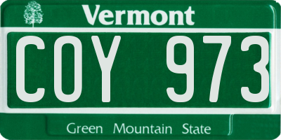VT license plate COY973