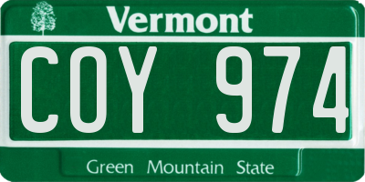 VT license plate COY974