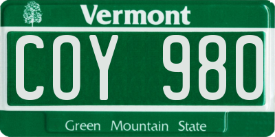 VT license plate COY980
