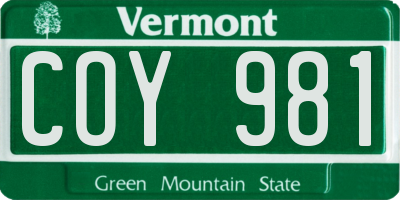 VT license plate COY981