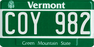 VT license plate COY982