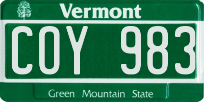 VT license plate COY983