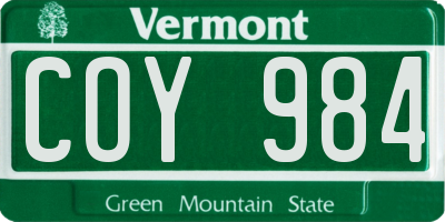 VT license plate COY984
