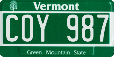 VT license plate COY987