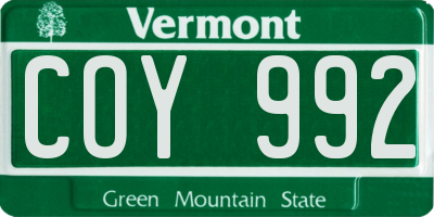 VT license plate COY992