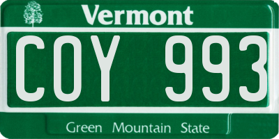 VT license plate COY993