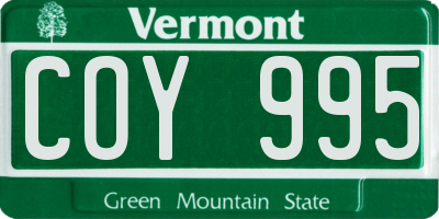 VT license plate COY995