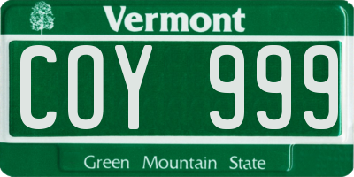 VT license plate COY999