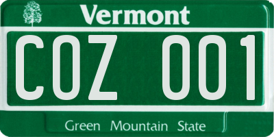 VT license plate COZ001