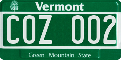 VT license plate COZ002