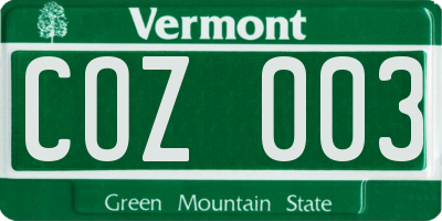 VT license plate COZ003
