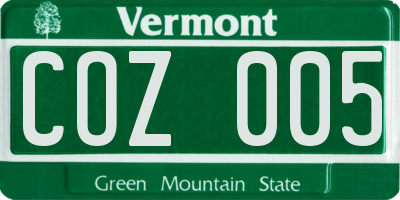 VT license plate COZ005