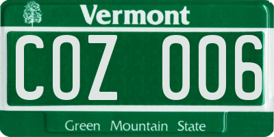 VT license plate COZ006