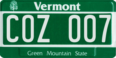 VT license plate COZ007