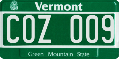 VT license plate COZ009