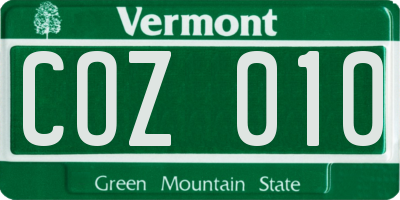 VT license plate COZ010