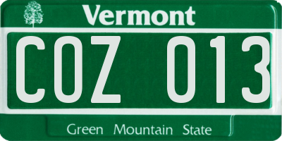 VT license plate COZ013