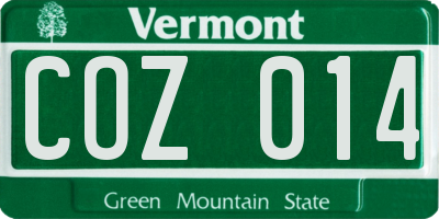 VT license plate COZ014