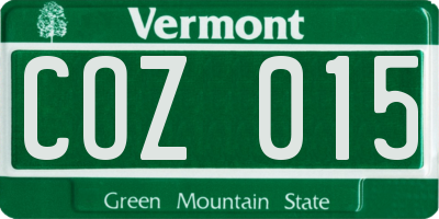 VT license plate COZ015