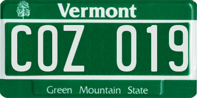 VT license plate COZ019
