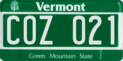 VT license plate COZ021