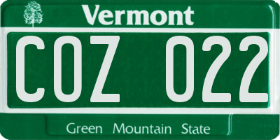 VT license plate COZ022