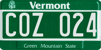VT license plate COZ024