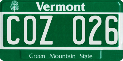 VT license plate COZ026