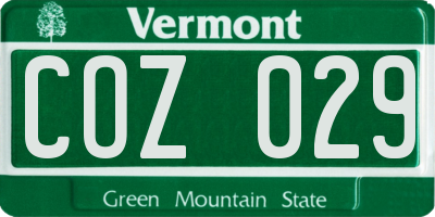 VT license plate COZ029