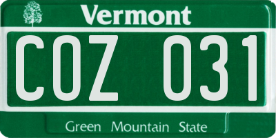 VT license plate COZ031