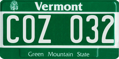 VT license plate COZ032