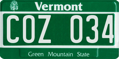 VT license plate COZ034