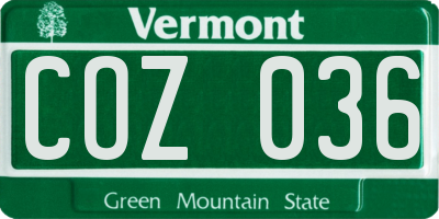 VT license plate COZ036